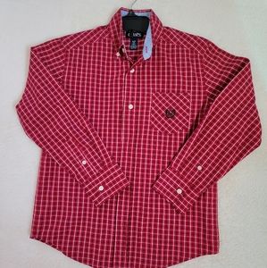 Boys button down long sleeved shirt.